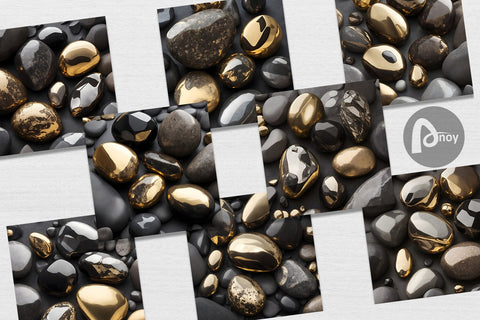 Digital Paper 3D Color Metallic Stones Digital Pattern artnoy 