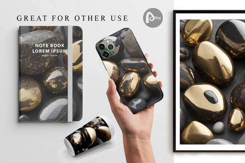 Digital Paper 3D Color Metallic Stones Digital Pattern artnoy 