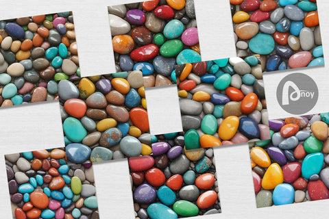 Digital Paper 3D Colored Stones Digital Pattern artnoy 