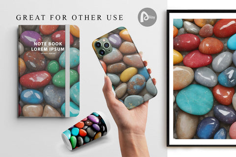 Digital Paper 3D Colored Stones Digital Pattern artnoy 