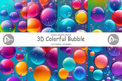 Digital Paper 3D Colorful Bubble Digital Pattern artnoy 