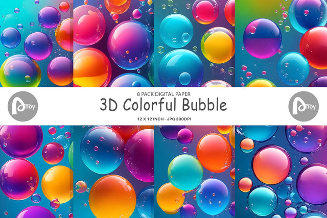 Digital Paper 3D Colorful Bubble Digital Pattern artnoy 