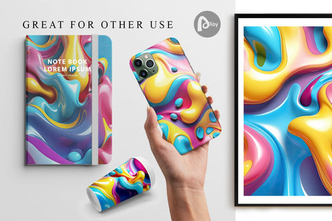 Digital Paper 3D Colorful Liquid Digital Pattern artnoy 