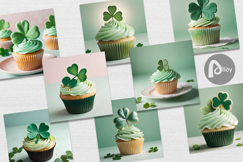 Digital Paper 3D Cupcake Patrick Day Digital Pattern artnoy 