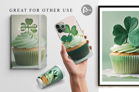 Digital Paper 3D Cupcake Patrick Day Digital Pattern artnoy 