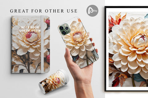 Digital Paper 3D Dahlia Flower Digital Pattern artnoy 