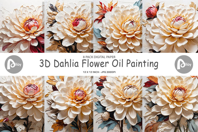 Digital Paper 3D Dahlia Flower Digital Pattern artnoy 