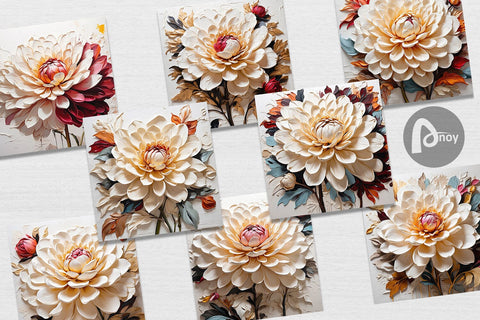 Digital Paper 3D Dahlia Flower Digital Pattern artnoy 