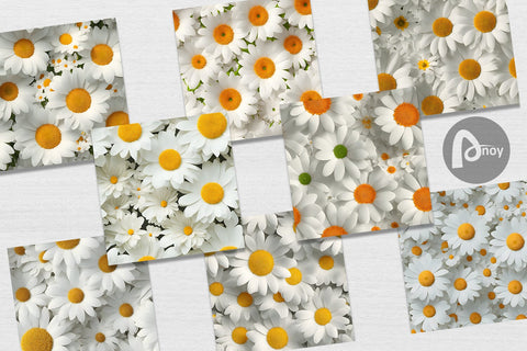 Digital Paper 3D Daisy Flowers Digital Pattern artnoy 