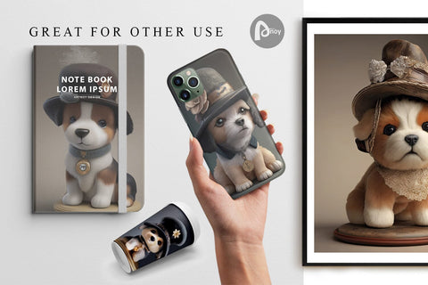 Digital Paper 3D Dog Digital Pattern artnoy 