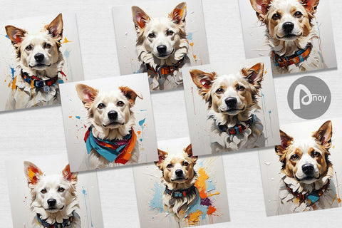 Digital Paper 3D Dog Painting Digital Pattern artnoy 