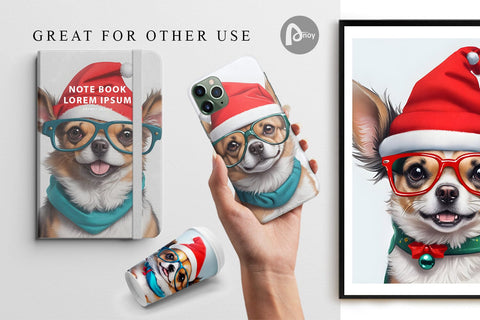 Digital Paper 3D Dog Wearing Glasses Digital Pattern artnoy 