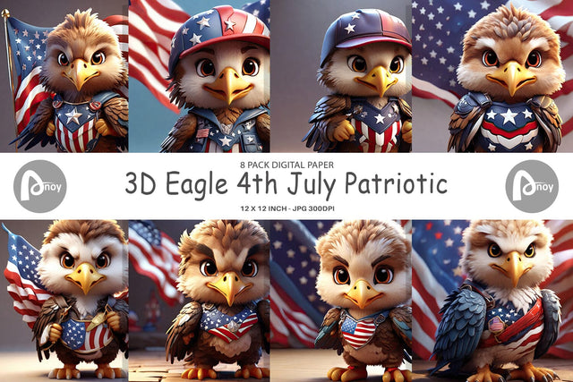 Digital Paper 3D Eagle 4th July Patriotic Digital Pattern artnoy 