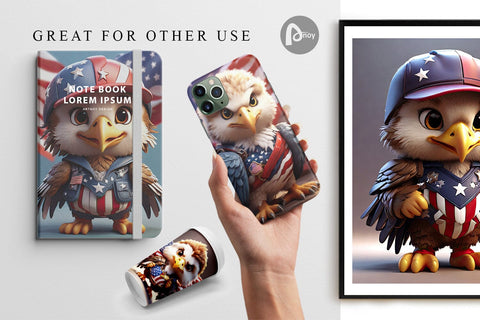 Digital Paper 3D Eagle 4th July Patriotic Digital Pattern artnoy 