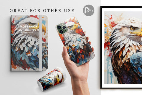 Digital Paper 3D Eagle Painting Digital Pattern artnoy 