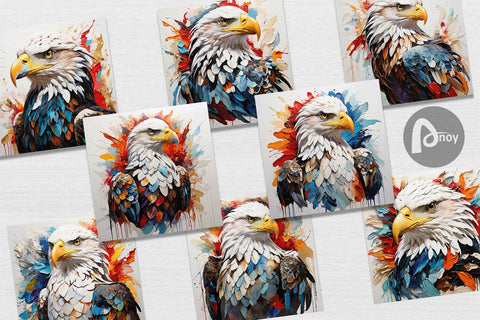 Digital Paper 3D Eagle Painting Digital Pattern artnoy 