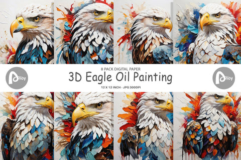 Digital Paper 3D Eagle Painting Digital Pattern artnoy 