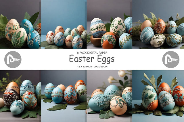 Digital Paper 3D Easter Eggs Digital Pattern artnoy 