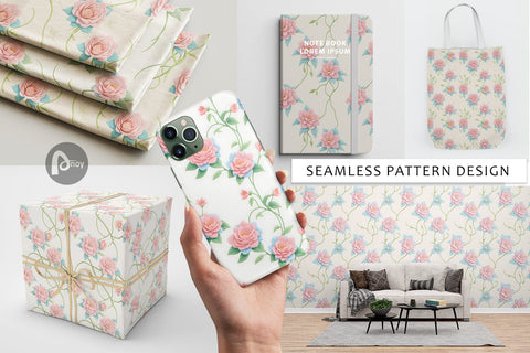 Digital Paper 3D Floral Seamless Digital Pattern artnoy 