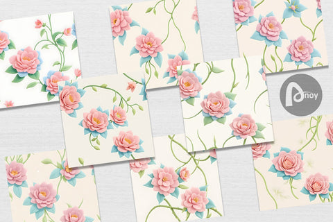 Digital Paper 3D Floral Seamless Digital Pattern artnoy 