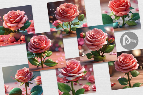 Digital Paper 3D Flower Rose Digital Pattern artnoy 