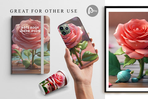 Digital Paper 3D Flower Rose Digital Pattern artnoy 