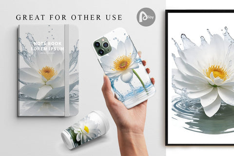 Digital Paper 3D Flower White Digital Pattern artnoy 