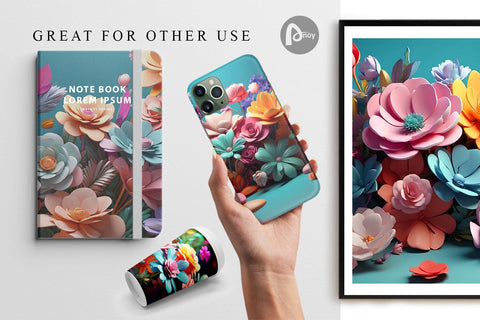 Digital Paper 3D Flowers Pastel Color Digital Pattern artnoy 