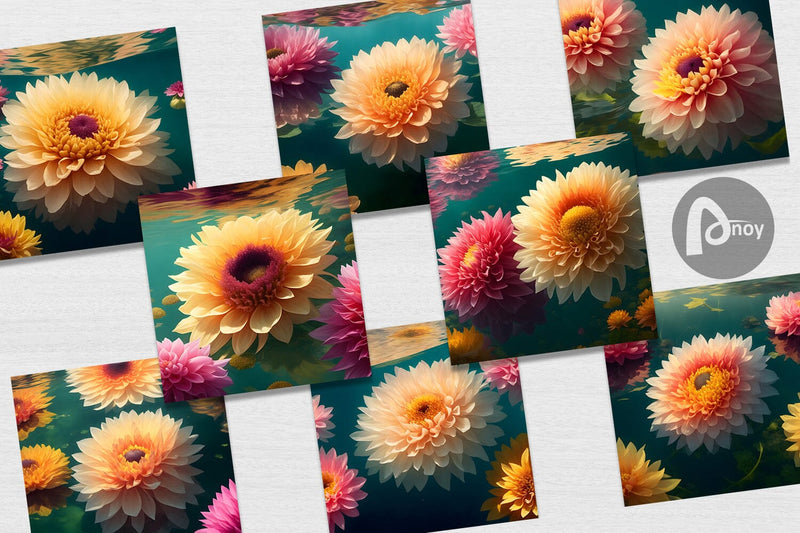 Digital Paper 3D Flowers Under Water - So Fontsy