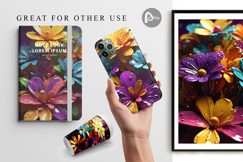 Digital Paper 3D Flowers with Waterdrop Sublimation artnoy 