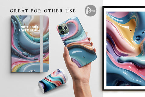 Digital Paper 3D Flowing Pastel Digital Pattern artnoy 