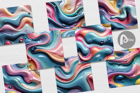 Digital Paper 3D Flowing Pastel Digital Pattern artnoy 