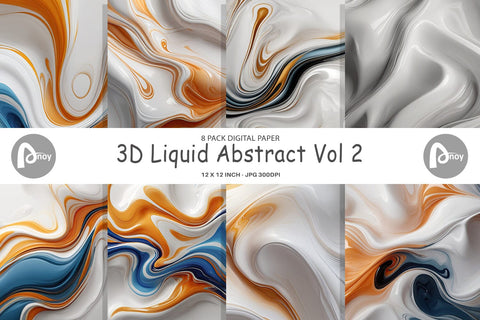 Digital Paper 3D Fluid Abstract Digital Pattern artnoy 