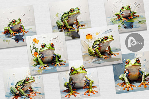 Digital Paper 3D Frog Painting Digital Pattern artnoy 