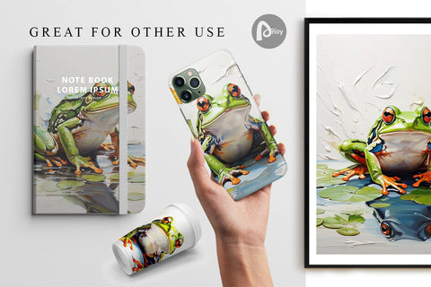 Digital Paper 3D Frog Painting Digital Pattern artnoy 
