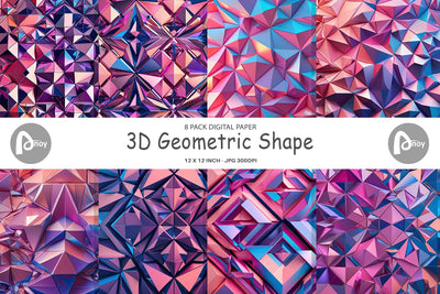 Digital Paper 3D Geometric Shape Digital Pattern artnoy 