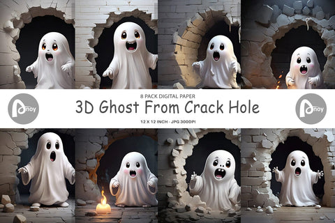 Digital Paper 3D Ghost From Crack Hole Digital Pattern artnoy 