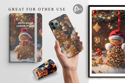 Digital paper 3D Gingerbread Men Christmas Digital Pattern artnoy 