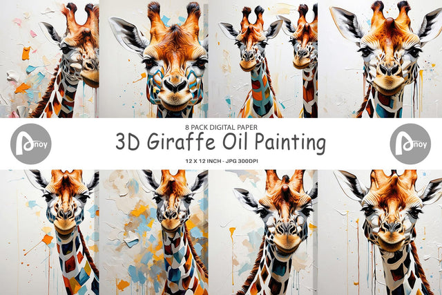 Digital Paper 3D Giraffe Painting Digital Pattern artnoy 