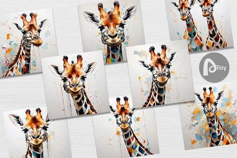 Digital Paper 3D Giraffe Painting Digital Pattern artnoy 