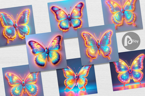 Digital Paper 3D Glowing Butterfly Digital Pattern artnoy 