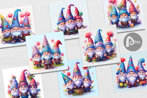 Digital Paper 3D Gnomes Christmas Digital Pattern artnoy 