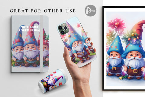 Digital Paper 3D Gnomes Christmas Digital Pattern artnoy 