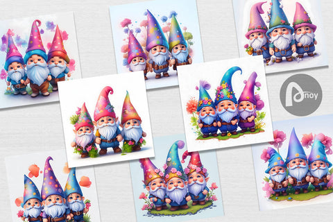 Digital Paper 3D Gnomes Digital Pattern artnoy 