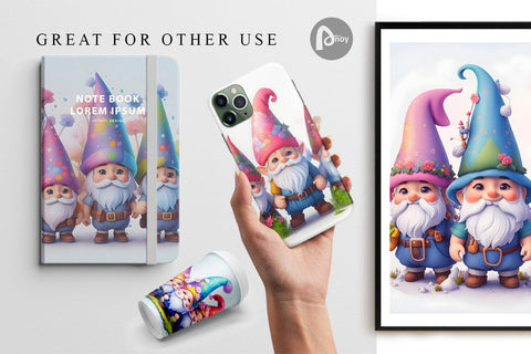 Digital Paper 3D Gnomes Digital Pattern artnoy 