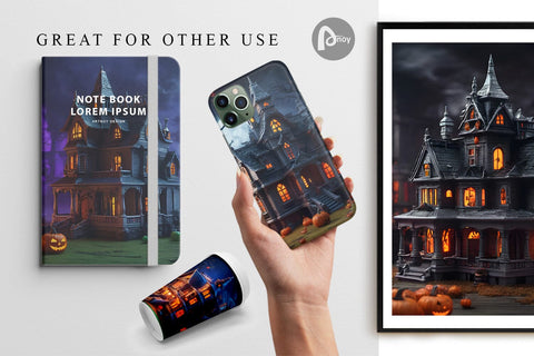 Digital Paper 3D Haunted House Sublimation artnoy 