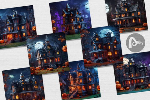 Digital Paper 3D Haunted House Sublimation artnoy 