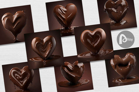 Digital Paper 3D Heart Chocolate Melt Digital Pattern artnoy 
