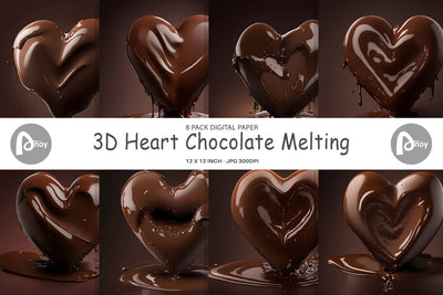 Digital Paper 3D Heart Chocolate Melt Digital Pattern artnoy 