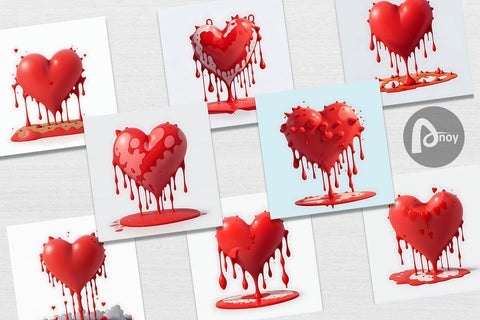 Digital Paper 3D Heart dripping blood Digital Pattern artnoy 